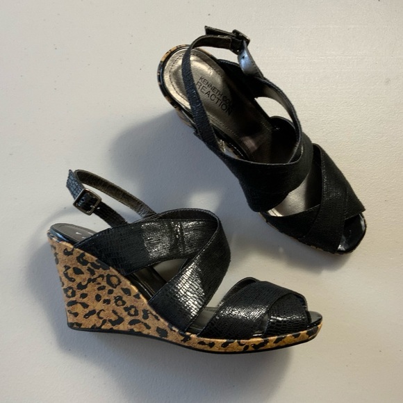 Kenneth Cole Reaction knock black /cheetah wedges - Picture 9 of 9